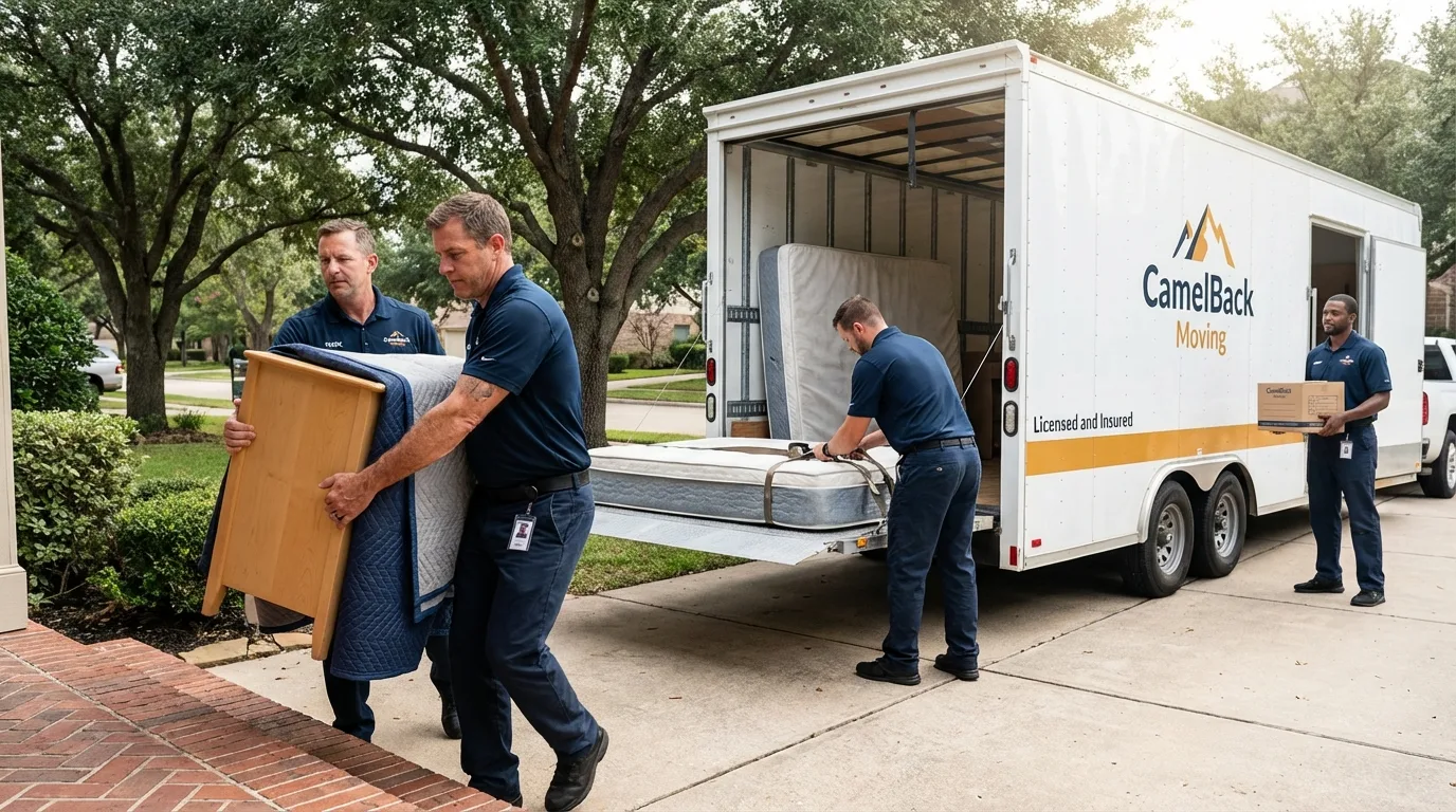 Crew loading residential truck for cross-state move from Foley, AL