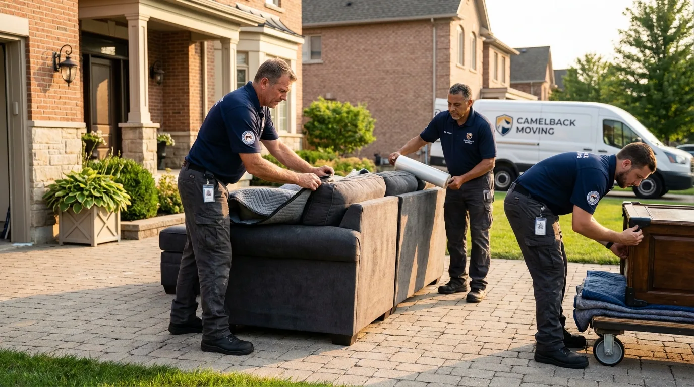 Large estate moving crew wrapping furniture in Foley, AL