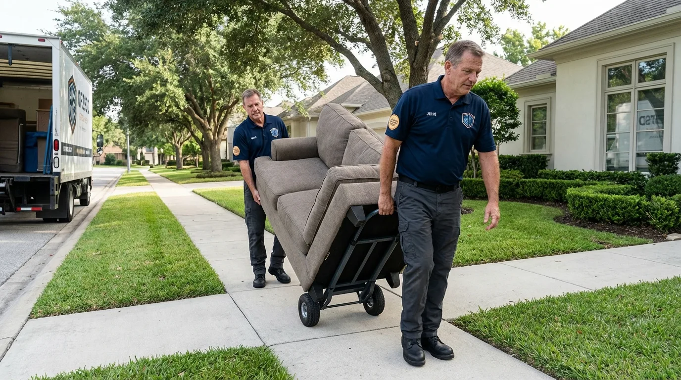 Local residential moving crew loading furniture in Foley, AL