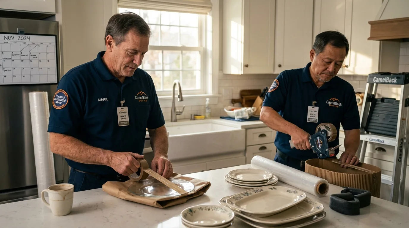 Professional crew packing kitchen dishware in Foley, AL